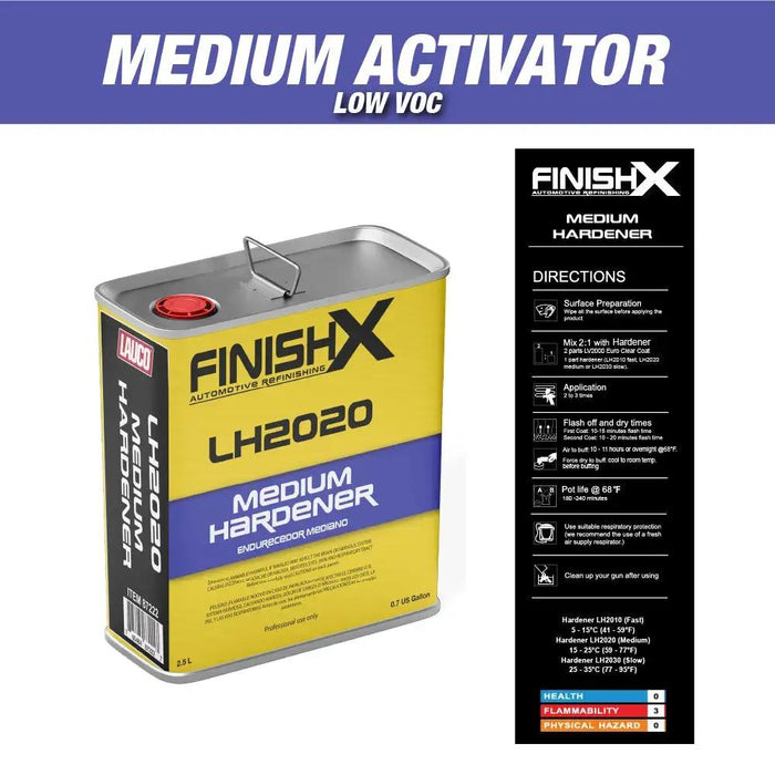 FinishX Low VOC 2:1 Euro HS Automotive Clear Coat 7.5 Liter Kit with Activator/Hardener Hardener: Medium Hardener National Supply Company