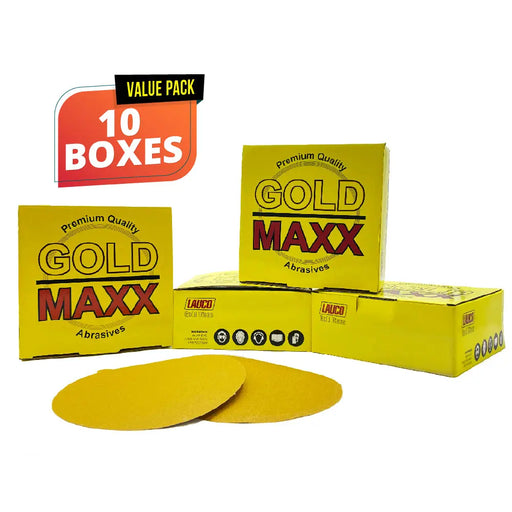 Gold Maxx Premium 6" PSA Sanding Discs – Value Pack (10 Boxes of 50) - Adhesive Sticky Back Sandpaper for DA Sander National Supply Company
