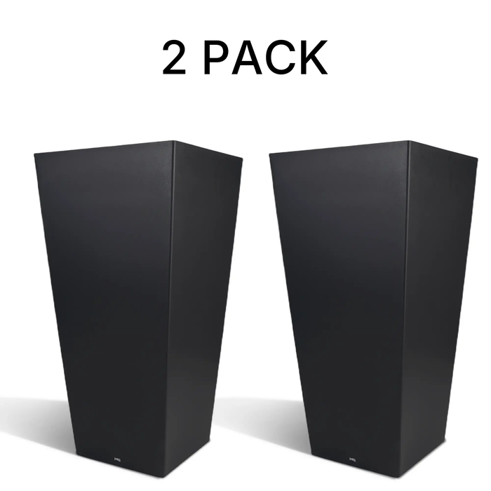 HIG 30-Inch Tall Black Planter – Modern Tapered Square Flower Pot for Indoor & Outdoor Use, Durable Plastic, Weatherproof & UV Resistant with Drainage Hole, Large Decorative Plant Container LAUCO