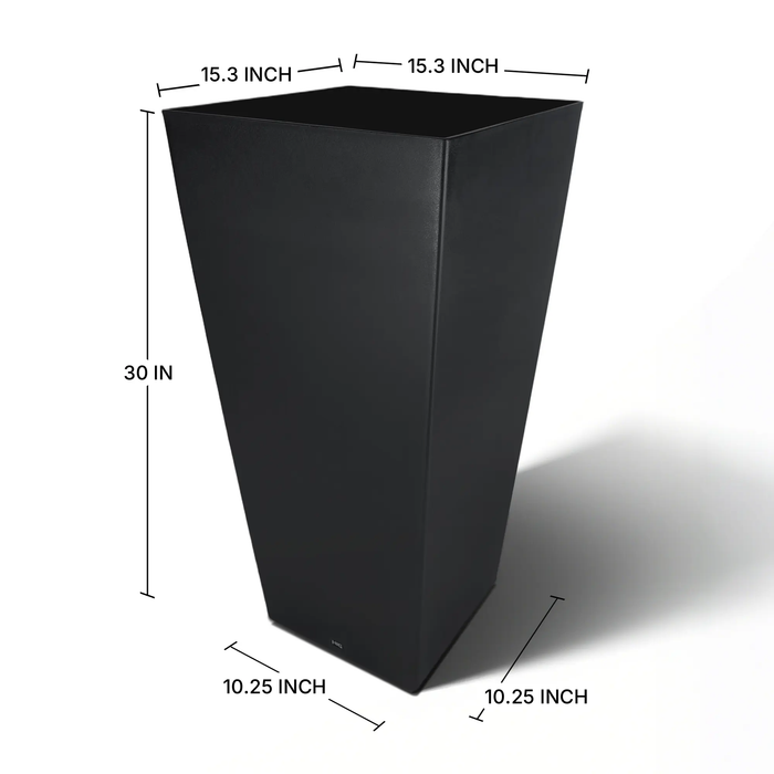 HIG 30-Inch Tall Black Planter – Modern Tapered Square Flower Pot for Indoor & Outdoor Use, Durable Plastic, Weatherproof & UV Resistant with Drainage Hole, Large Decorative Plant Container LAUCO
