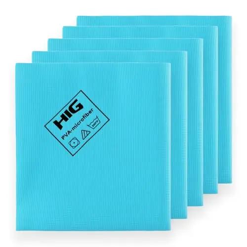 HIG PVA Microfiber Cleaning Towels, Professional Grade Synthetic Chamois Cloths for Streak Free Shine, Ultra Absorbent, Smooth & Reusable All-Purpose Cleaning Rags for Home, Car & Kitchen (5, Blue) LAUCO