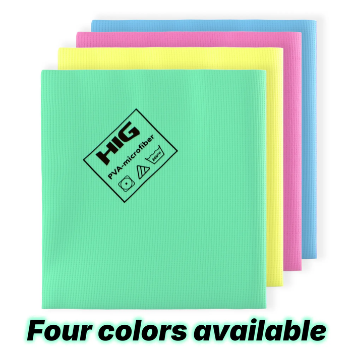 HIG PVA Microfiber Cleaning Towels, Professional Grade Synthetic Chamois Cloths for Streak Free Shine, Ultra Absorbent, Smooth & Reusable All-Purpose Cleaning Rags for Home, Car & Kitchen (5, Green) LAUCO