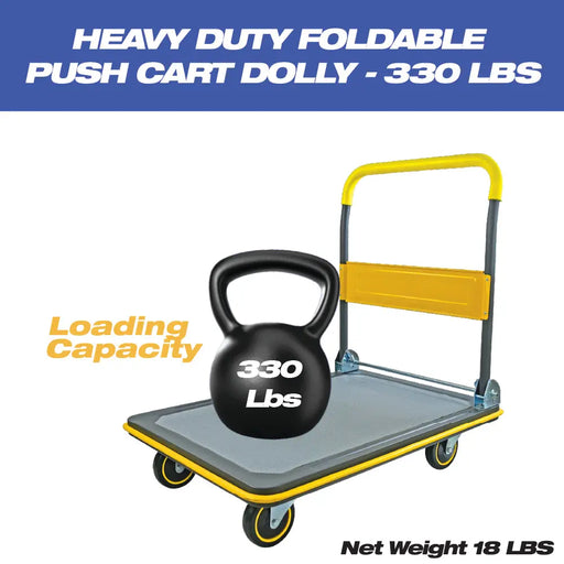 Heavy Duty Foldable Push Cart Dolly, 330 lb Weight Capacity, Moving Platform Hand Truck, Foldable for Easy Storage and 360 Degree Swivel Wheels - National Supply Company