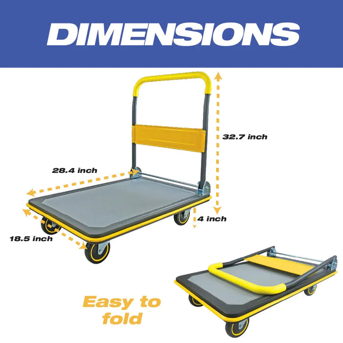 Heavy Duty Foldable Push Cart Dolly, 330 lb Weight Capacity, Moving Platform Hand Truck, Foldable for Easy Storage and 360 Degree Swivel Wheels - National Supply Company
