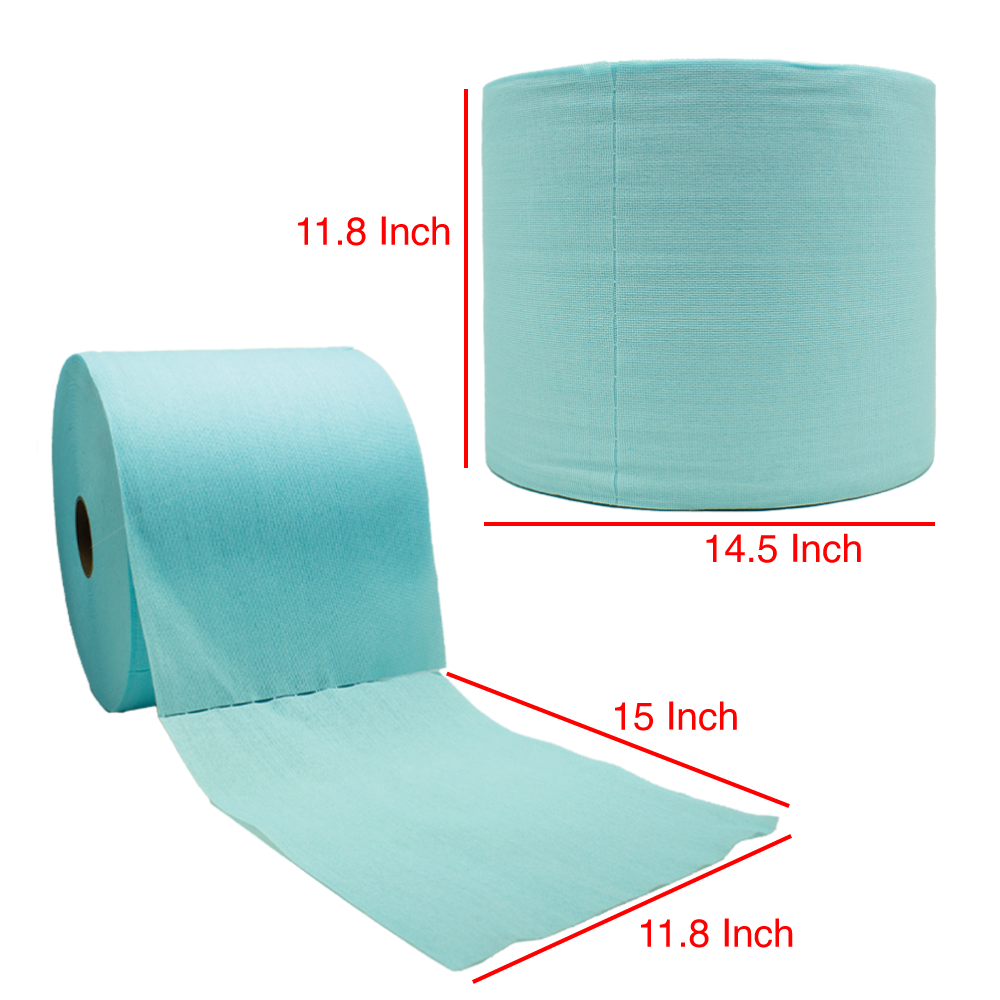 Heavy Duty cloths, Industrial Wipes Jumbo Roll, Blue (500 Sheets/Roll, 1 Roll/Case, 11.8” x 15” each sheet)