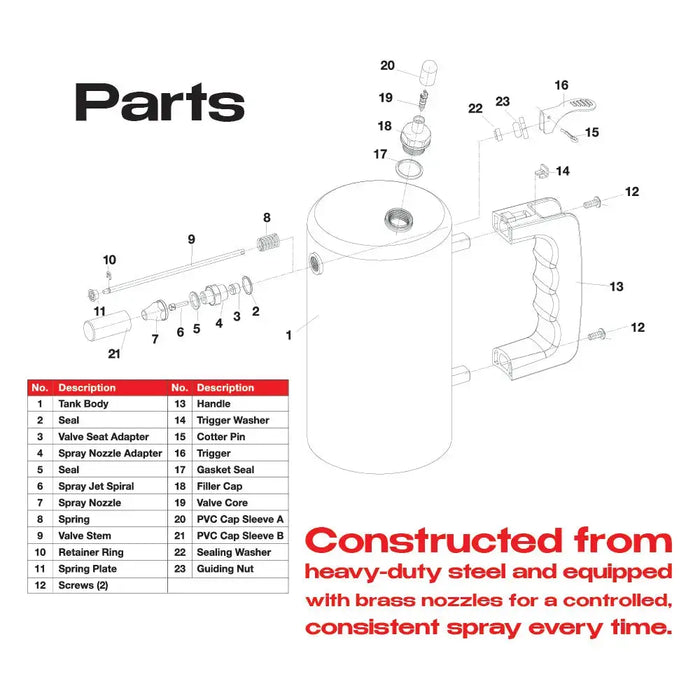 KOTA Non-Aerosol Pressure Sprayer, Refillable Steel Bottle, 32oz National Supply Company