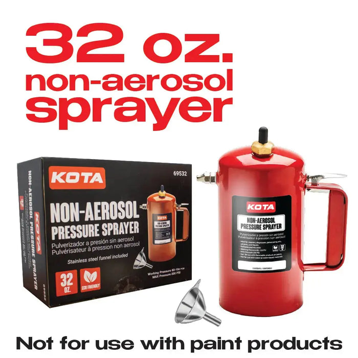 KOTA Non-Aerosol Pressure Sprayer, Refillable Steel Bottle, 32oz National Supply Company