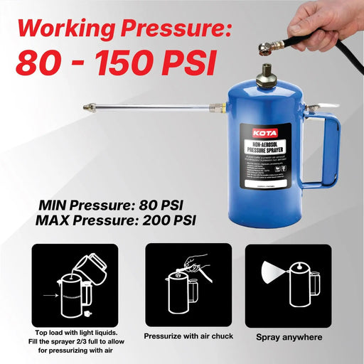 KOTA Non-Aerosol Pressure Sprayer, Refillable Steel Bottle, 32oz National Supply Company