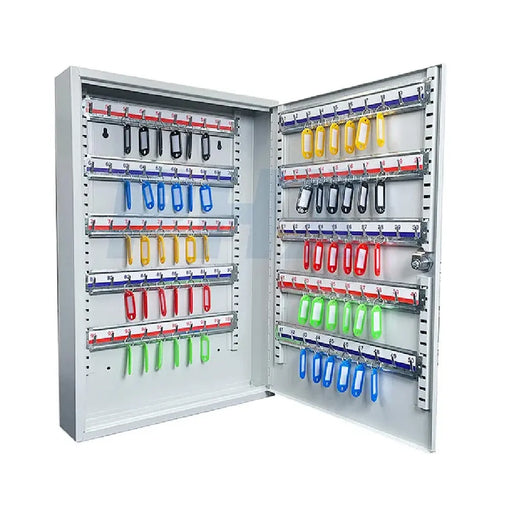 Key Box Wall Mount 100 Position Metal Valet Key Cabinet Lock Box w/ Key Tags - National Supply Company