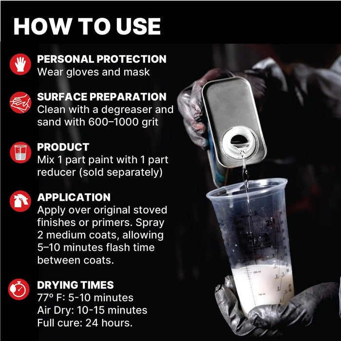 LAUCO 1K Basecoat Frosted White – White Automotive Paint – Factory Color Match – 1 Gallon – Spray Gun Ready – Mixing Ratio 1:1 – Car Repaint Base Coat Lauco