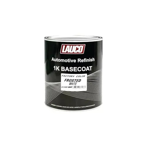 LAUCO 1K Basecoat Frosted White – White Automotive Paint – Factory Color Match – 1 Quart – Spray Gun Ready – 1:1 Mixing Ratio – Car Repaint Base Coat [87288-Quart] LAUCO