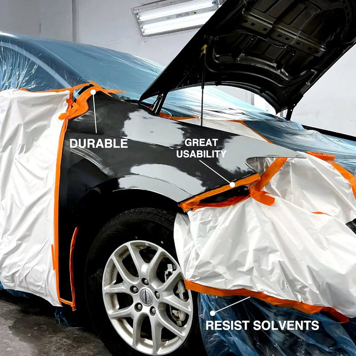 LAUCO 2 in. x 60 Yd (5 Roll) Orange Automotive Refinishing Masking Tape, Moisture, UV, and Heat Resistant, Multi-Purpose Masking Tape, No Residue (19542-5) LAUCO