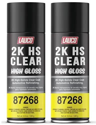 LAUCO 2K HS Clear High Gloss – High-Solids Automotive Clear Coat Spray – Fast Dry, High Chemical & Scratch Resistance – Professional Car & Motorcycle Refinishing – 2 Pack [87268] LAUCO