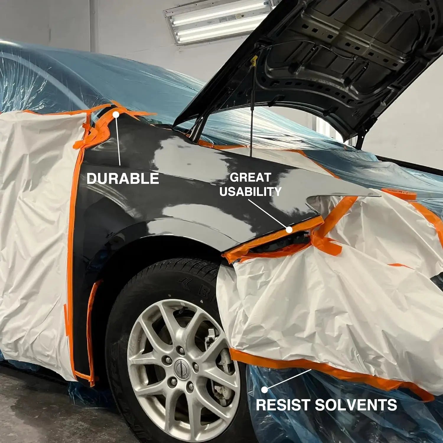 LAUCO 3/4 in. x 60 Yd (12 Roll) Orange Automotive Refinishing Masking Tape, Moisture, UV, and Heat Resistant, Multi-Purpose Masking Tape, No Residue (19540-12) LAUCO