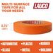 LAUCO 3/4 in. x 60 Yd (12 Roll) Orange Automotive Refinishing Masking Tape, Moisture, UV, and Heat Resistant, Multi-Purpose Masking Tape, No Residue (19540-12) LAUCO