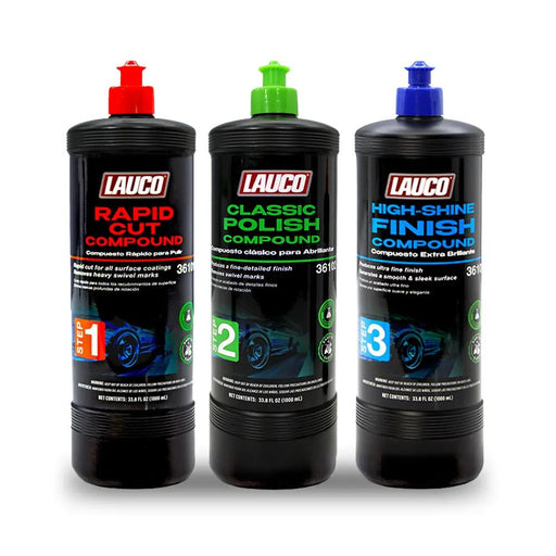 LAUCO 3-Step Automotive Buffing & Polishing Compound Kit - (36101, 36102, 36103) LAUCO