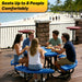 LAUCO 46-Inch Round Metal Picnic Table with Attached Benches, Red Thermoplastic Coated, Expanded Metal Construction, 1000 lb Capacity, Outdoor Use (Blue) LAUCO