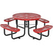 LAUCO 46-Inch Round Metal Picnic Table with Attached Benches, Red Thermoplastic Coated, Expanded Metal Construction, 1000 lb Capacity, Outdoor Use (Red) LAUCO