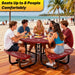 LAUCO 46-Inch Round Metal Picnic Table with Attached Benches, Red Thermoplastic Coated, Expanded Metal Construction, 1000 lb Capacity, Outdoor Use (Red) LAUCO