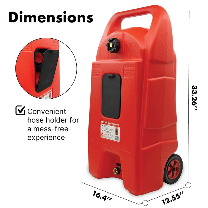 LAUCO 57L Mobile Fuel Caddy with Transfer Hose & Nozzle Gun – Wheeled Fuel Tank for Shop, Farm, Boat, or Garage – [87259] LAUCO