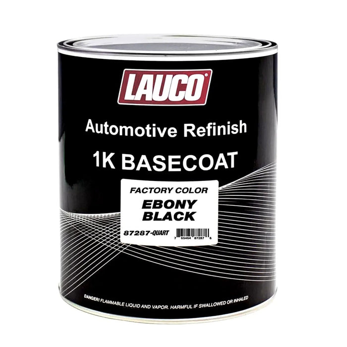 LAUCO Black 1K Basecoat Automotive Paint – Factory Color Match Ebony – 1 Quart – Spray Gun Ready – Deep Black Finish – Mixing Ratio 1:1 – Auto Body Refinish [87287-Quart] LAUCO