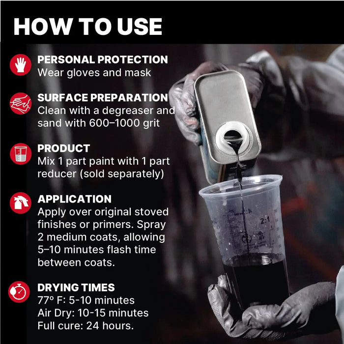 LAUCO Black 1K Basecoat Automotive Paint – Factory Color Match Ebony – 1 Quart – Spray Gun Ready – Deep Black Finish – Mixing Ratio 1:1 – Auto Body Refinish [87287-Quart] LAUCO