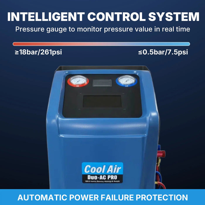 LAUCO Cool Air Duo-AC PRO, Professional Automotive AC Recovery, Recharge & Recycling Machine | Full-Automatic Dual Refrigerant Service Station for R134a & HFO-1234yf with 7-Inch Touch Screen LAUCO