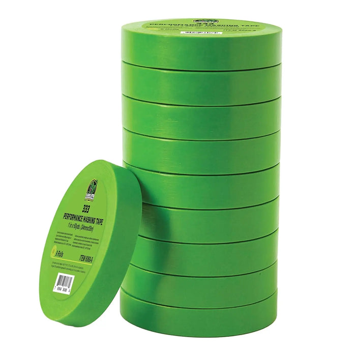 LAUCO DINOGREN 333 Performance Masking Tape – 1 Inch x 60 Yards (9 Rolls) – Green Automotive Masking Tape – Heat, UV & Water Resistant – Clean Removal [6068-9] LAUCO