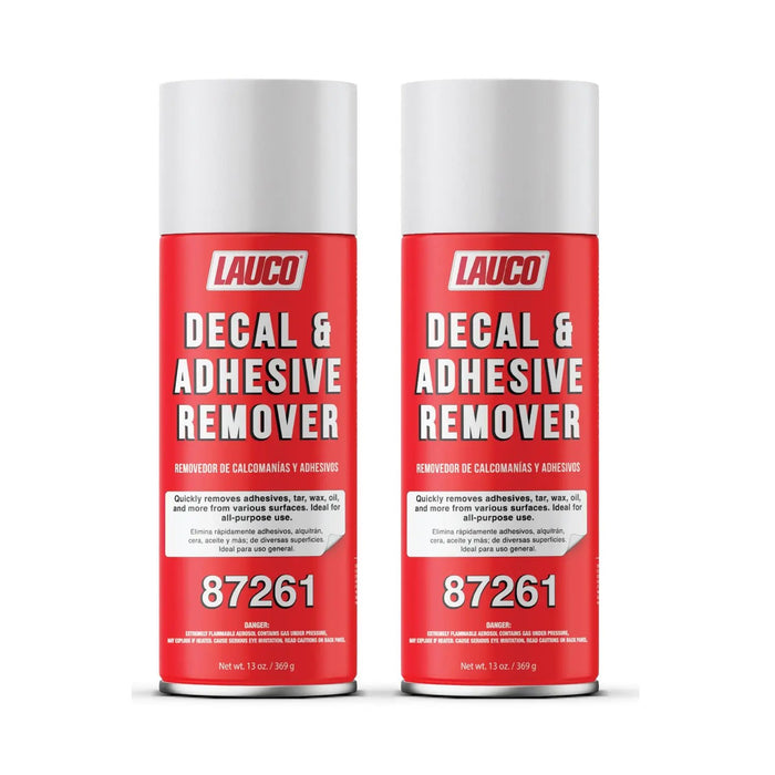LAUCO Decal & Adhesive Remover – 13 oz Aerosol (2-Pack) – Removes Stickers, Tar, Wax, Oil, Bugs, Sap & More – Safe on Cured Paint, Vinyl & Fabrics – Fast-Acting Cleaner – [87261] LAUCO