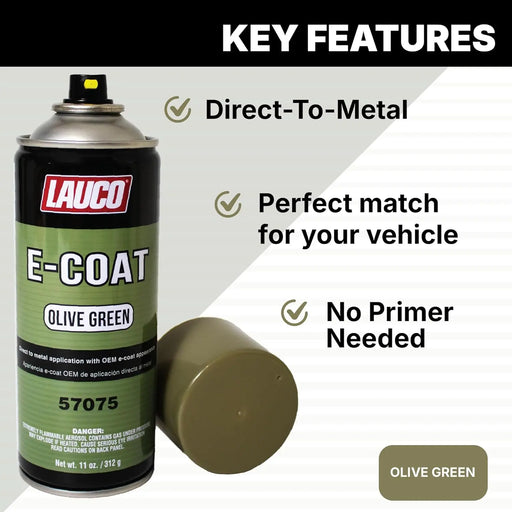 LAUCO E-Coat Olive Green 11 Oz Aerosol Spray Can - Direct to Metal (DTM) Automotive Primer, Restoration, Light Green - 57075 National Supply Company