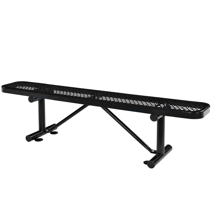 LAUCO Heavy Duty Expanded Metal Mesh Picnic Table, Industrial Style Outdoor Bench with Steel Frame, 1000 lbs Capacity, Black Thermoplastic Coating (Black) LAUCO