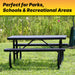 LAUCO Heavy Duty Rectangular Outdoor Picnic Table with Steel Frame, Thermoplastic Coating, Umbrella Hole, Built-in Benches, Seats 8, for Park, Patio, School (Black, 72 inch) LAUCO