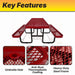 LAUCO Heavy Duty Rectangular Outdoor Picnic Table with Steel Frame, Thermoplastic Coating, Umbrella Hole, Built-in Benches, Seats 8, for Park, Patio, School (Red, 96 inch) LAUCO