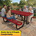 LAUCO Heavy Duty Rectangular Outdoor Picnic Table with Steel Frame, Thermoplastic Coating, Umbrella Hole, Built-in Benches, Seats 8, for Park, Patio, School (Red, 96 inch) LAUCO