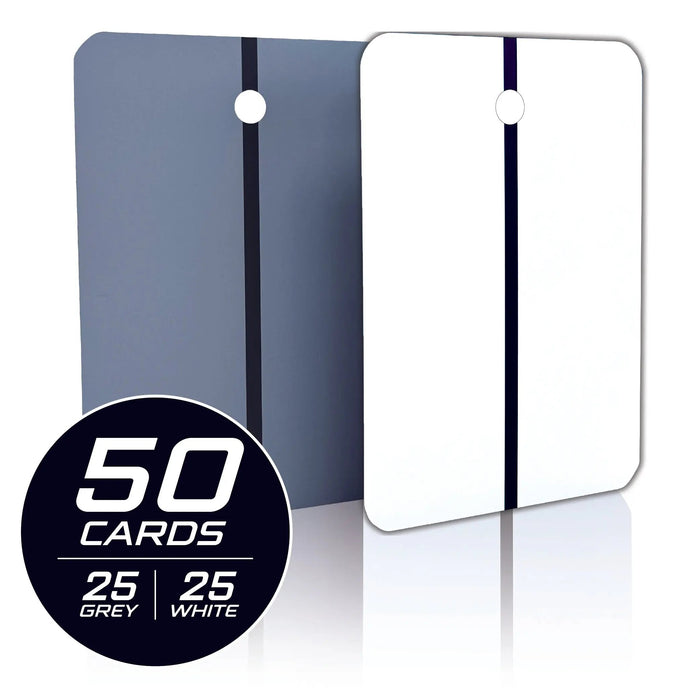 LAUCO Metal Spray Out Cards – White & Medium Grey Automotive Color Matching Test Panels – 4" x 6" Spray Out Sample Cards – Available in 50 Pack & 100 Pack (50 Pack) LAUCO