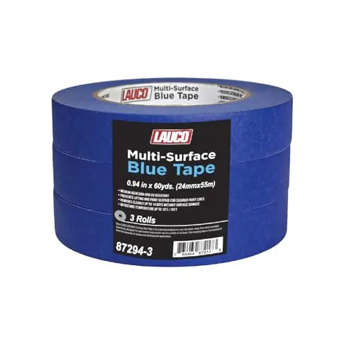 LAUCO Multi-Surface Blue Painter’s Masking Tape, Medium Adhesion, UV-Resistant, Clean Removal, 0.94 in x 60 yds (24mm x 55m) Rolls, Ideal for Indoor & Outdoor Painting, Trim, Walls LAUCO