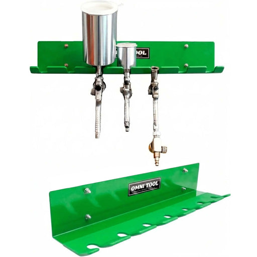 LAUCO Omni Tool Multiple Paint Spray Gun Holder, Paint Gun Holder - Holds 7 Guns Without Cups or 4 Guns with Cups, Stable and Scratch-Free Design (Green - 1 Pack) LAUCO