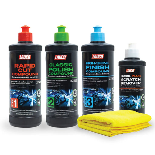 LAUCO Paint Correction Compounds Step 1, 2, 3 – 16oz, Swirl Remover 8oz Kits, With a Towel, Silicone-Free, Clear Coat Safe Scratch Remover, Swirl Correction & High Gloss Finishing LAUCO