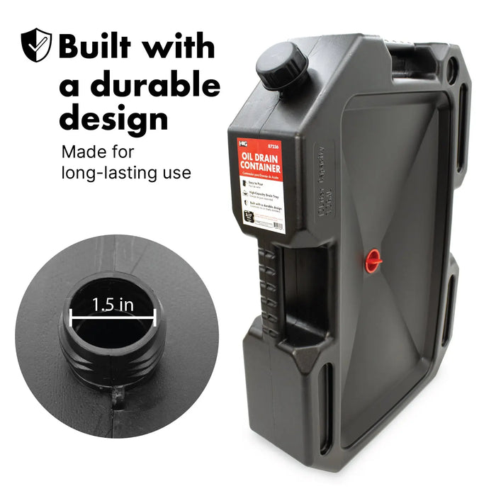 LAUCO Plastic Oil Drain Pan – 12 Liter Spill-Proof Container with Cap and Handle – Heavy-Duty Oil Change Catch Pan for Garage & Automotive Use (23.2" x 16.34" x 5.16") LAUCO