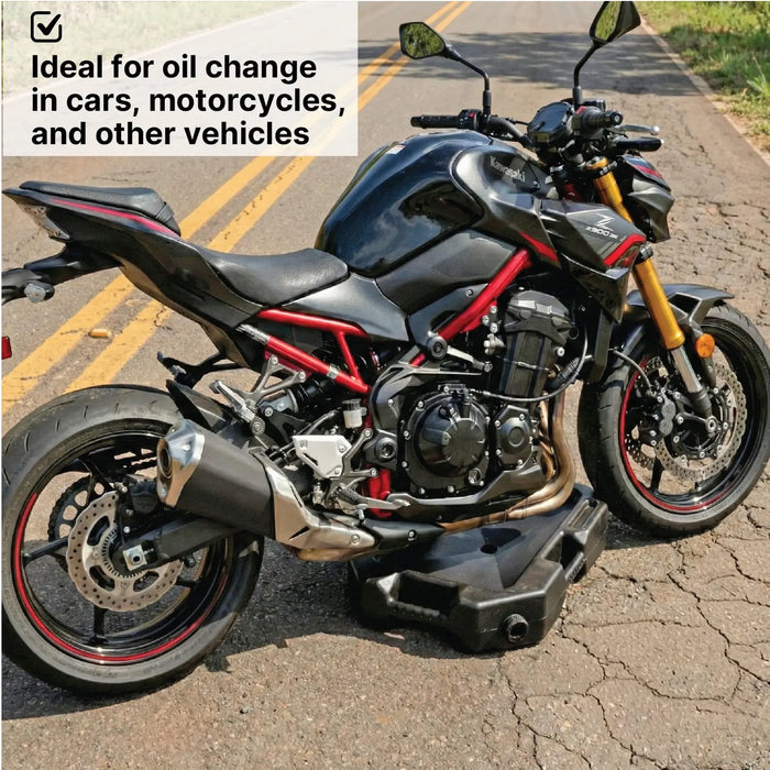 LAUCO Plastic Oil Drain Pan – 12 Liter Spill-Proof Container with Cap and Handle – Heavy-Duty Oil Change Catch Pan for Garage & Automotive Use (23.2" x 16.34" x 5.16") LAUCO