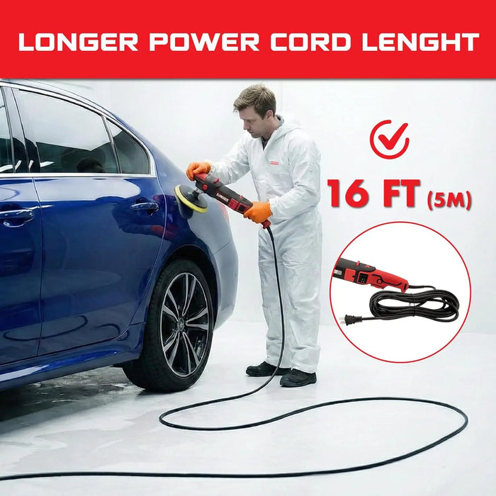 LAUCO Rotary Polisher 1200W with 6-Inch Backing Pad, 6-Speed Variable Control, High Torque Professional Polishing Machine for Car Detailing, Paint Correction, Buffing, Waxing & Finishing LAUCO