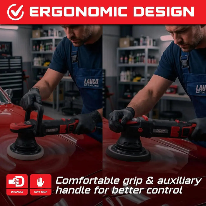 LAUCO Rotary and Gear Driven Orbital Polisher 1200W - 1000W with 6-Inch Backing Pad, 6-Speed Variable Control, High Torque Machines for Car Detailing, Paint Correction, Waxing, Buffing & Polishing LAUCO