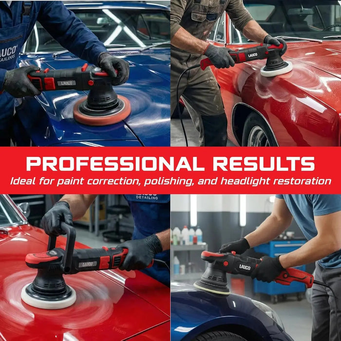 LAUCO Rotary and Gear Driven Orbital Polisher 1200W - 1000W with 6-Inch Backing Pad, 6-Speed Variable Control, High Torque Machines for Car Detailing, Paint Correction, Waxing, Buffing & Polishing LAUCO
