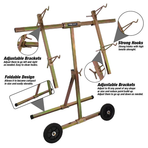 LAUCO Rotating Panel Paint Repair Stand – Universal Folding Design for Vehicle Parts, Compact and Durable with Adjustable Hooks National Supply Company