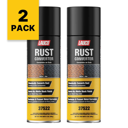 LAUCO Rust Converter Spray 13oz Pack of 2, Fast Dry Rust Remover & Converter, Converts Rust to Protective Black Coating, Anti-Corrosion Metal Treatment for Automotive, Tools & Steel Surfaces LAUCO