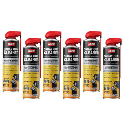 LAUCO Spray Gun Cleaner 14 oz, Pack of 6, High-Performance Paint Gun Cleaner Solvent, Fast Dissolving Aerosol for Waterborne & Solvent Paint, Dual Spray Precision Cleaner for Nozzles, Air Caps & Metal LAUCO