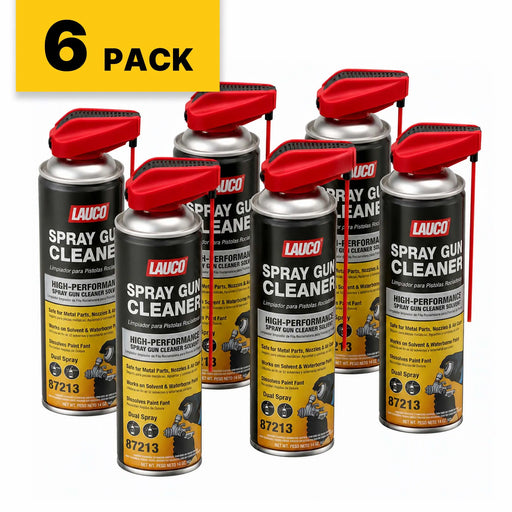 LAUCO Spray Gun Cleaner 14 oz, Pack of 6, High-Performance Paint Gun Cleaner Solvent, Fast Dissolving Aerosol for Waterborne & Solvent Paint, Dual Spray Precision Cleaner for Nozzles, Air Caps & Metal LAUCO