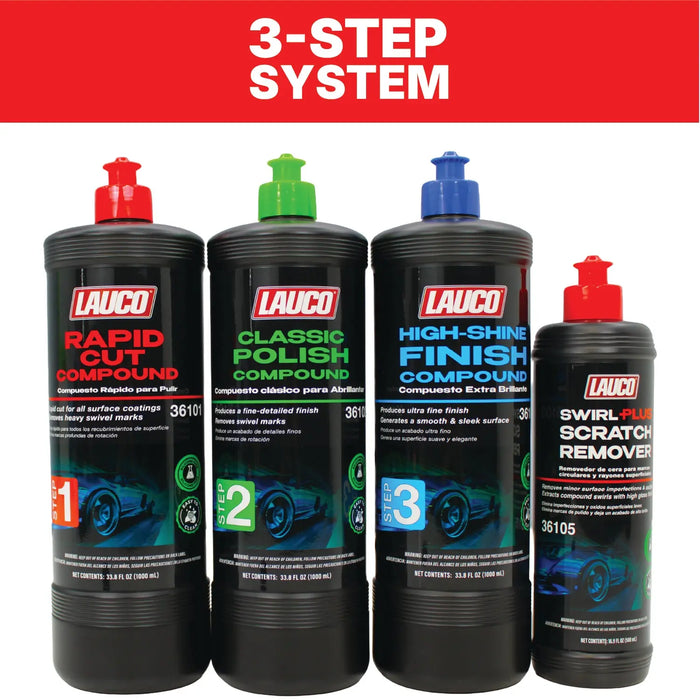 LAUCO Step 3 – High-Shine Finish Compound [36103] – Ultra Gloss Final Polish for Paint Correction – Automotive Grade, Silicone-Free Lauco