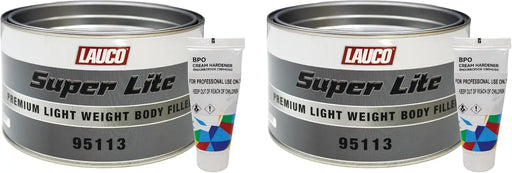 LAUCO Super Lite Premium Lightweight Body Filler - Pack of 2 -Super Smooth Formula forr Fast & Easy Automotive Repairs, Adheres to Fiberglass, Steel, Galvanized, Zinc & Aluminum, 2 Quart + 2 Hardener National Supply Company