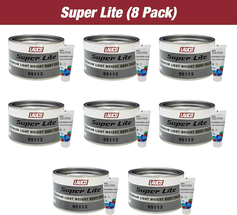 LAUCO Super Lite Premium Lightweight Body Filler - Pack of 2 -Super Smooth Formula forr Fast & Easy Automotive Repairs, Adheres to Fiberglass, Steel, Galvanized, Zinc & Aluminum, 2 Quart + 2 Hardener National Supply Company